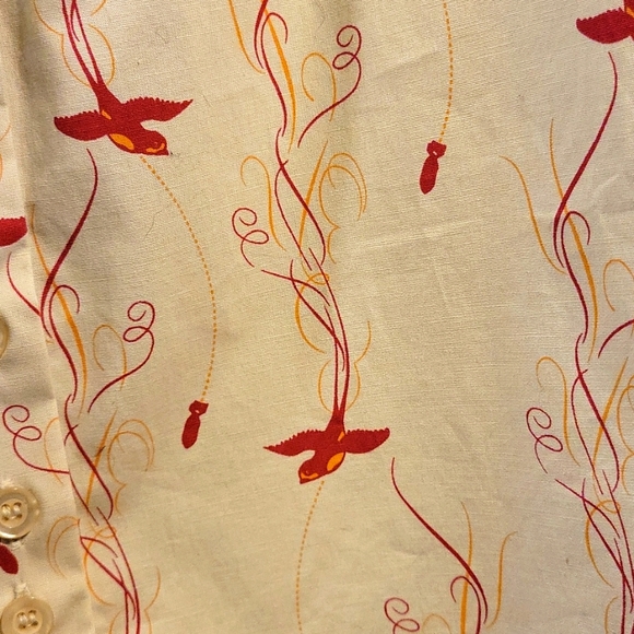 Retro Style Skirt with Red Birds and Bombs Size S/M - Picture 3 of 8